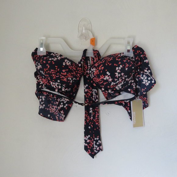 Michael Kors Floral Print Cap Sleeve Underwire Bikini Top - Picture 1 of 6